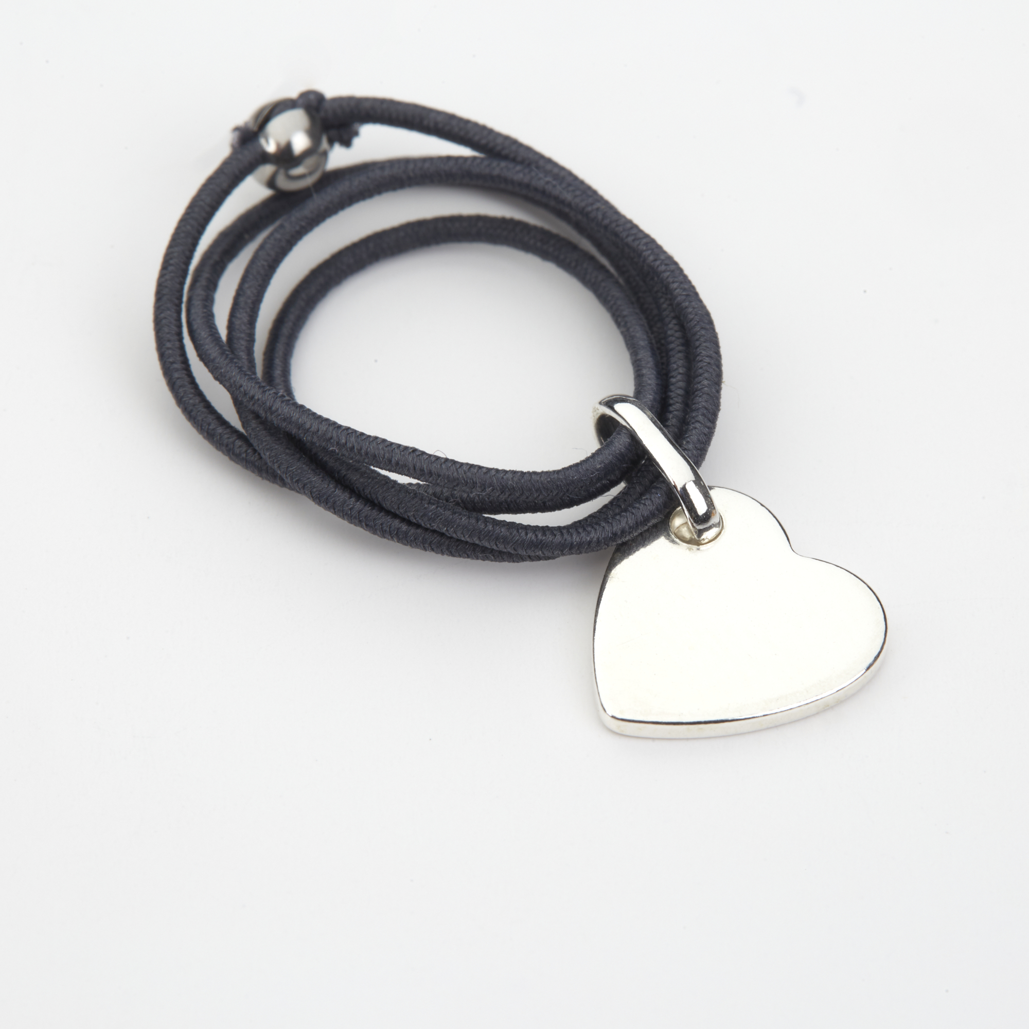 Bague cordon gris coeur argent à personnaliser