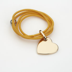 Bague cordon jaune coeur plaqué or à personnaliser