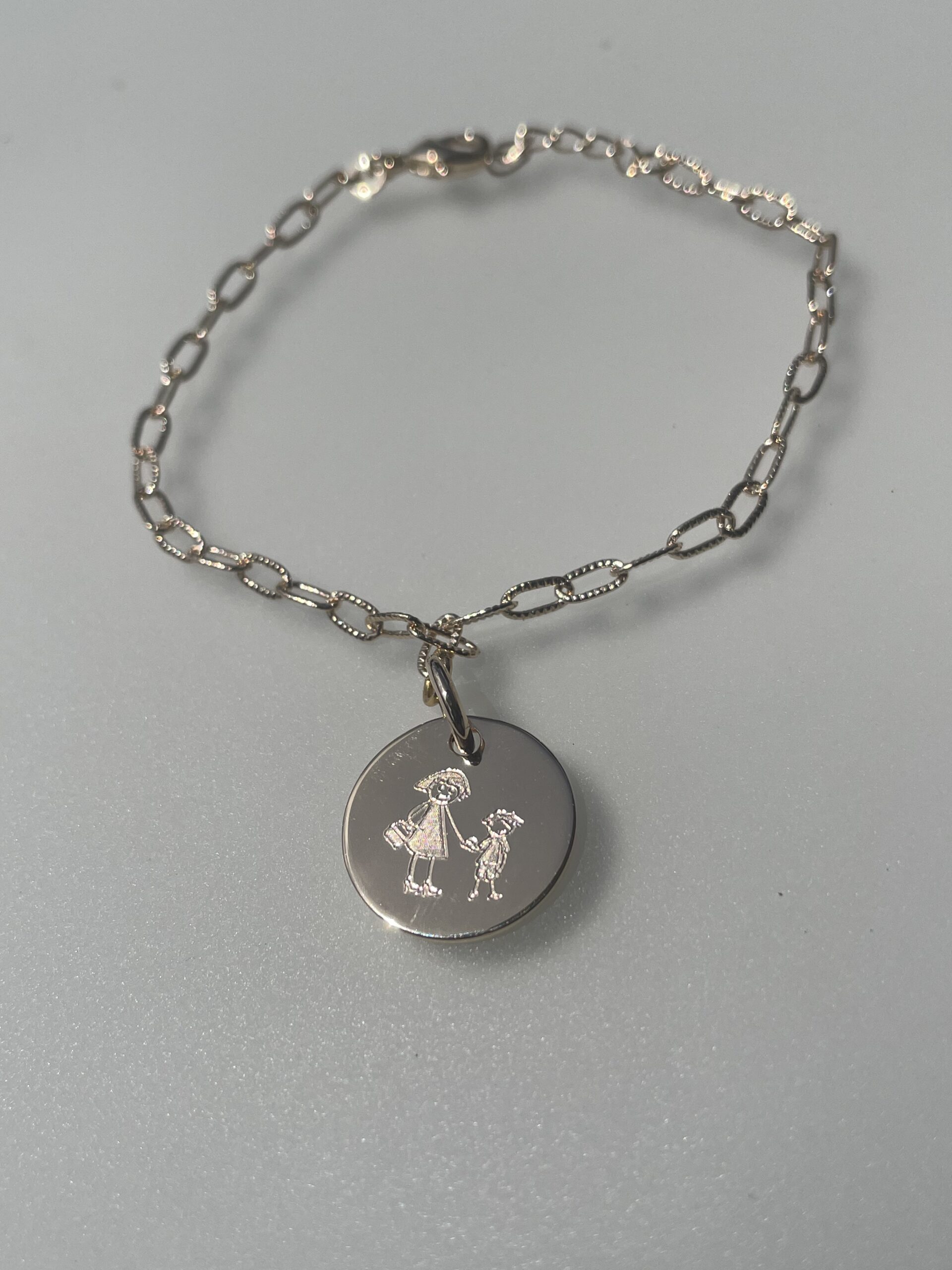Bracelet chaine personnalisé plusieurs médailles gravées argent – Image 8