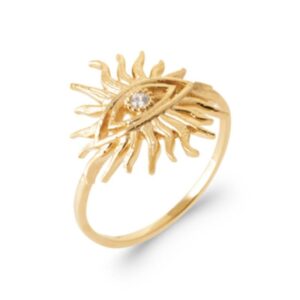 Bague Soleil en plaqué or 750 (3 microns), fabriquée en or 100 % recyclé